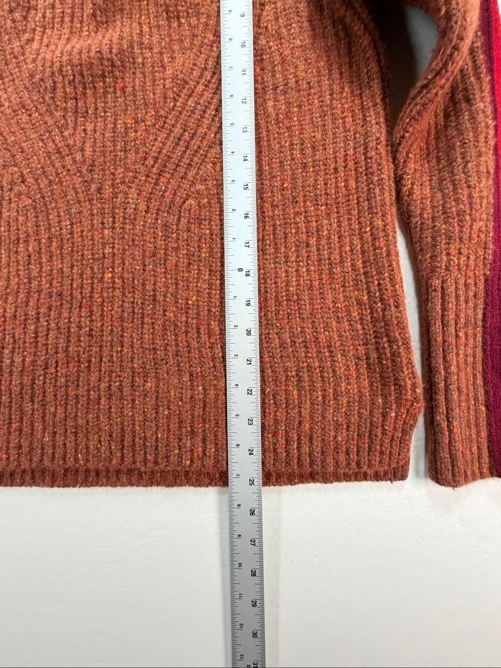 Krimson Klover Snowcat 1/4 Zip Sweater Size Medium Merino Alpaca Rust Stripe Ski - Picture 9 of 11